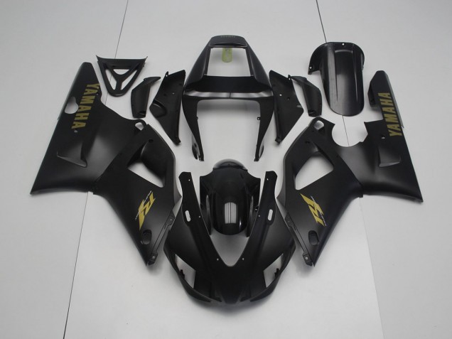 Best 1998-1999 Matte Black Yellow Yamaha YZF R1 Motorcycle Fairing Kit