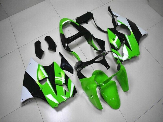 Best 2000-2002 Green White Black Kawasaki ZX6R Bike Fairing Kit