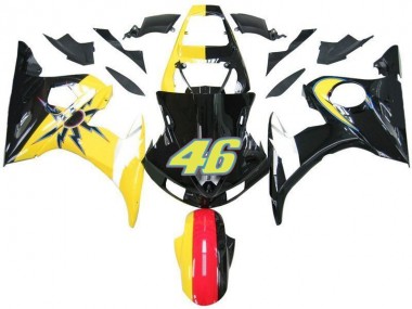 Best 2003-2005 Black Yellow No. 46 Yamaha YZF R6 Motorcycle Fairings