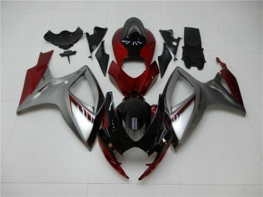 Best 2006-2007 Red Silver Suzuki GSXR 600/750 Bike Fairing Kit