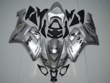 Best 2007-2008 Silver West Kawasaki ZX6R Replacement Fairings