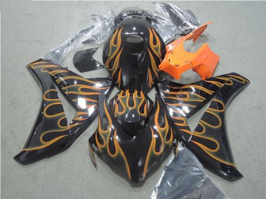 Best 2008-2011 Black Orange Flame Honda CBR1000RR Motorcycle Fairings Kit