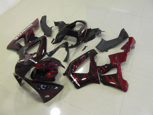 Best 2000-2001 Black Red Flame Honda CBR900RR 929 Motorcylce Fairings