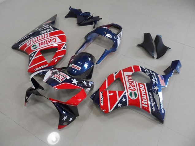 Best 2002-2003 Blue Red Cycle World Castrol Honda CBR900RR 954 Motorcycle Fairing Kit