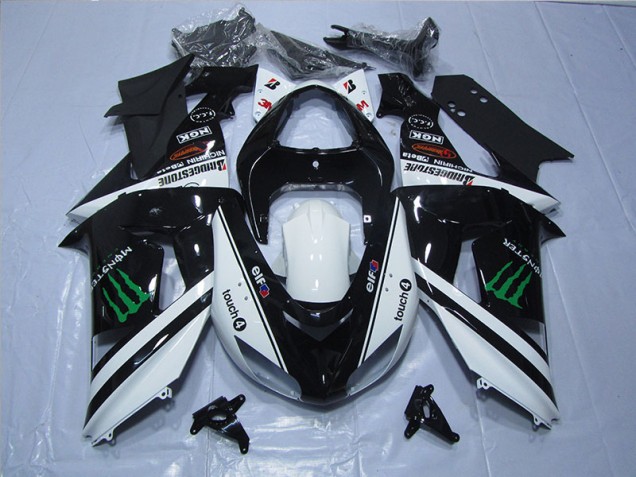 Best 2006-2007 Black White Touch4 Monster Kawasaki ZX10R Motor Fairings
