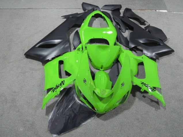 Best 2005-2006 Green Black Ninja 636 Kawasaki ZX6R Motorcycle Fairings Kits