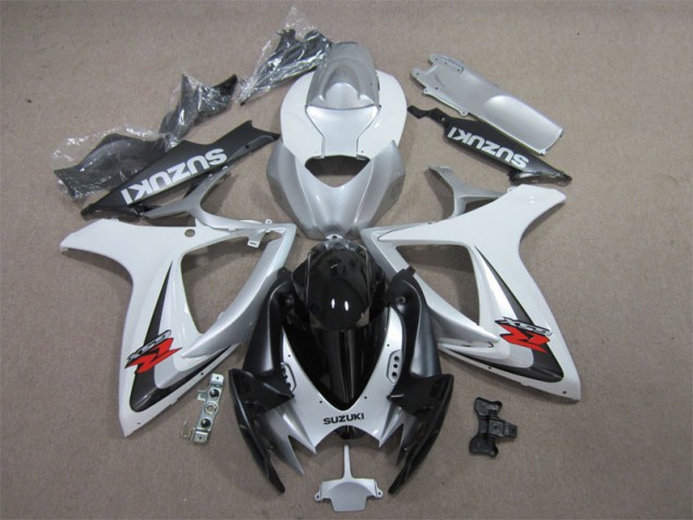 Best 2006-2007 Black White Suzuki GSXR600 Motorcycle Fairing Kit