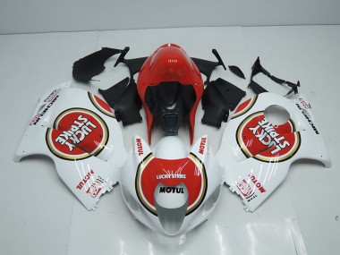 Best 1996-2007 White Red Lucky Strike Motul Suzuki GSXR1300 Hayabusa Replacement Motorcycle Fairings