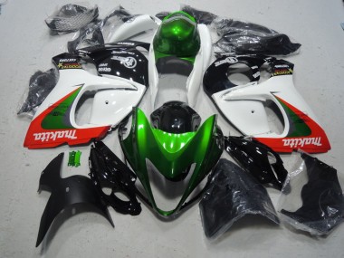 Best 2008-2019 White Green Makita Suzuki GSXR1300 Hayabusa Replacement Fairings