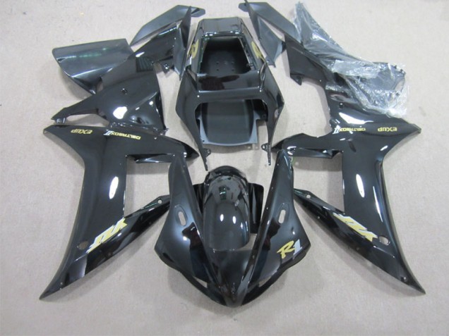 Best 2002-2003 Black with Gold Decal Yamaha YZF R1 Motorbike Fairing