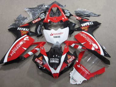 Best 2007-2008 Black Red White Santander Yamaha YZF R1 Motorbike Fairing Kits