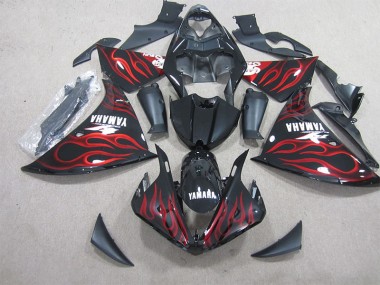 Best 2009-2011 Black Red Flame White Decal Yamaha YZF R1 Motorbike Fairings