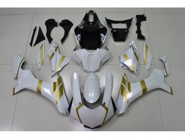 Best 2015-2019 White with Gold Decal Yamaha YZF R1 Motor Fairings