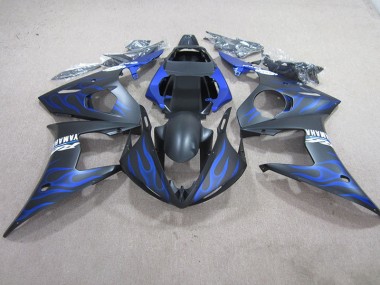 Best 2003-2005 Black Blue Flame Yamaha YZF R6 Moto Fairings