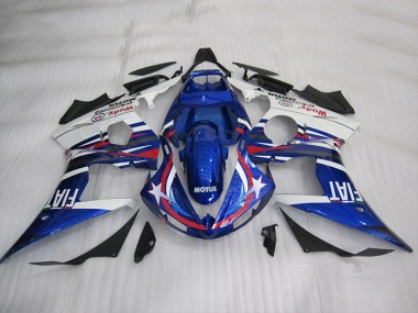 Best 2003-2005 Blue White Motul Fiat Yamaha YZF R6 Motorcycle Fairing